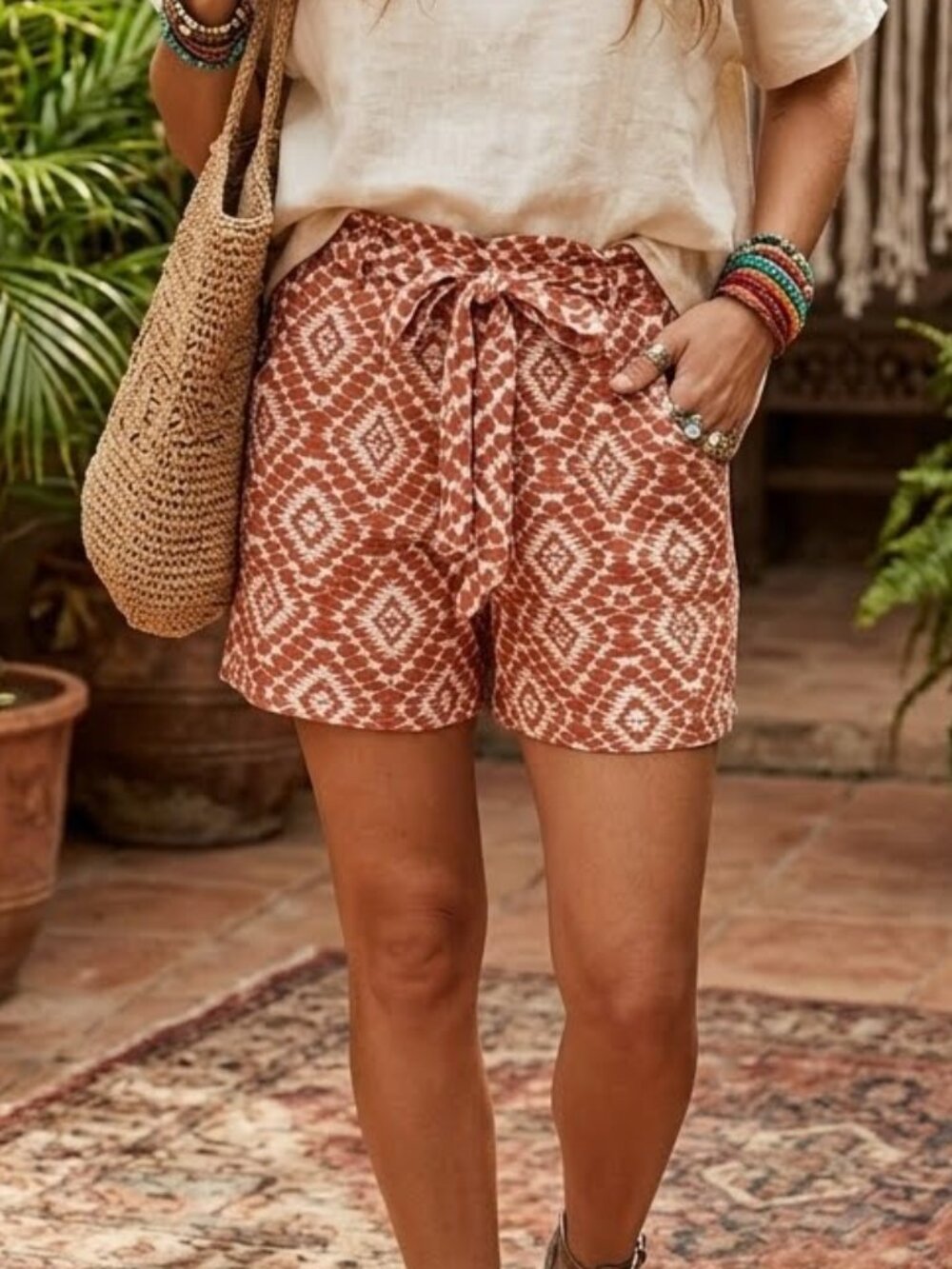 Joe B. Paper Bag Boho Lightweight Shorts Size Medium